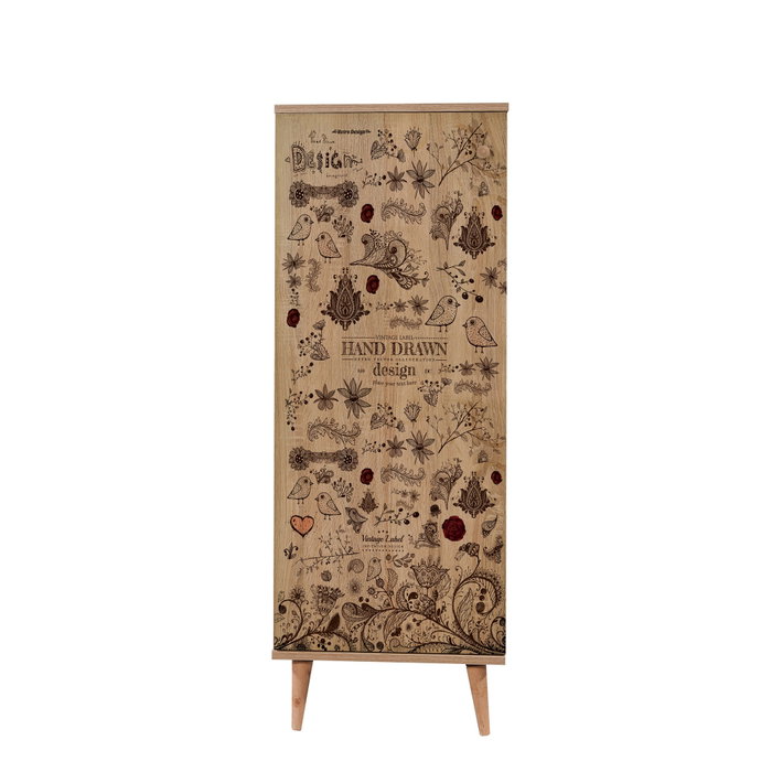 Hanah Home Filinta-731 Zapatero Roble Sonoma 50x135x38 cm Tablero de Partículas Recubierto de Melamina con Tiradores Metálicos y Cuerda
